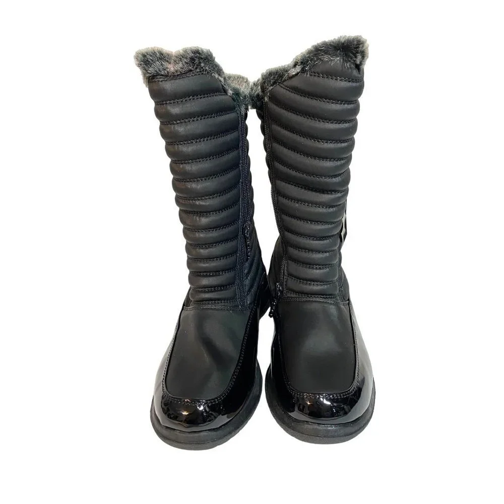 New Totes Everest Women's Size 9M Black Snow Boots‎ Double Zippers Quilted Look